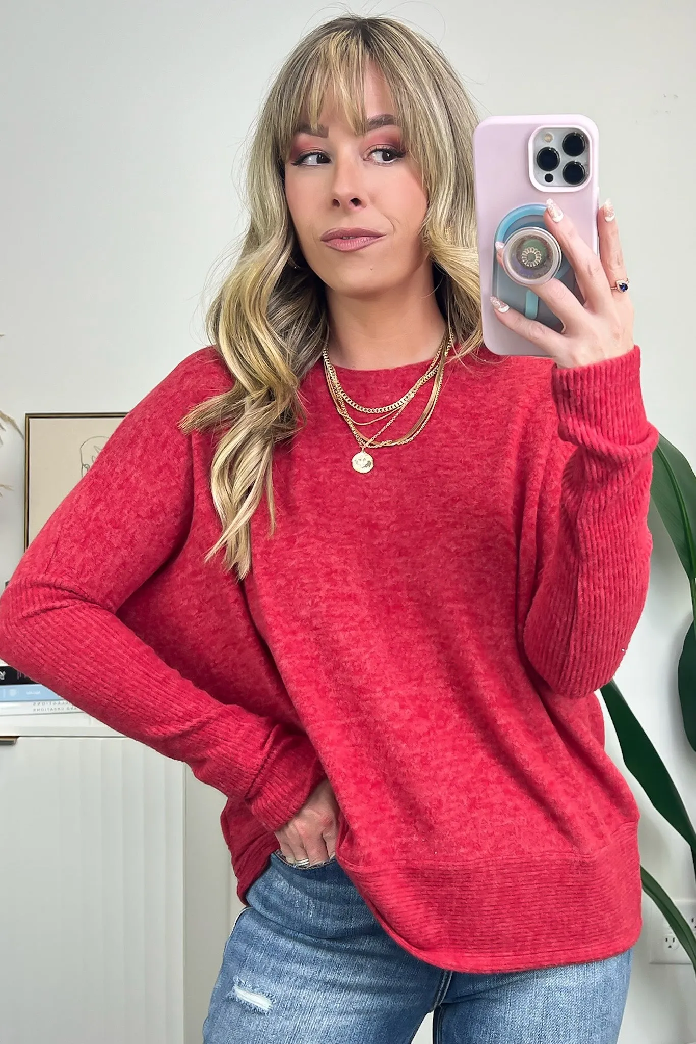 Ellegra Brushed Knit Dolman Sleeve Top - BACK IN STOCK sold by Madison + Mallory