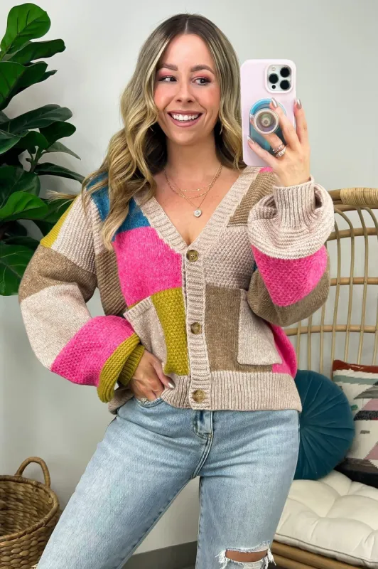 Mavien Color Block Button Up Oversized Cozy Cardigan - FINAL SALE made by Very J
