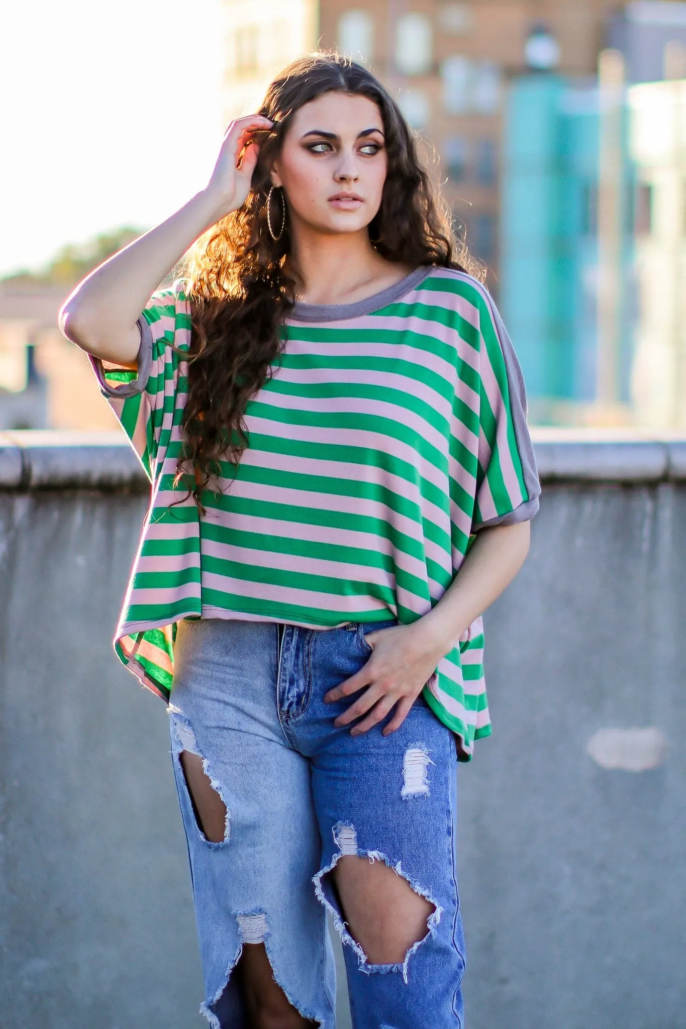 Pure Ambition Striped Dolman Sleeve Top - FINAL SALE sold by Madison + Mallory product image thumbnail 2
