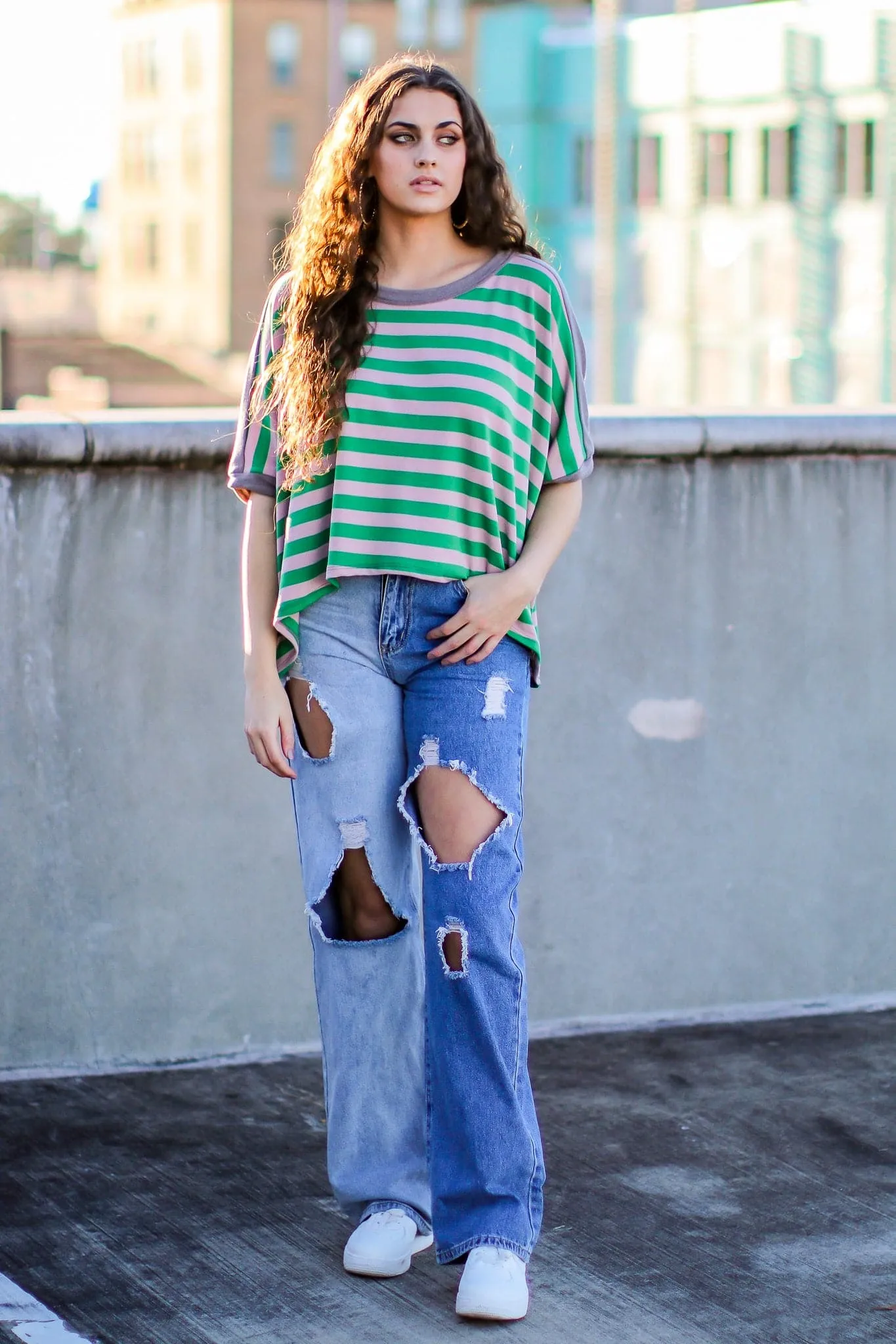 Pure Ambition Striped Dolman Sleeve Top - FINAL SALE sold by Madison + Mallory product image thumbnail 4