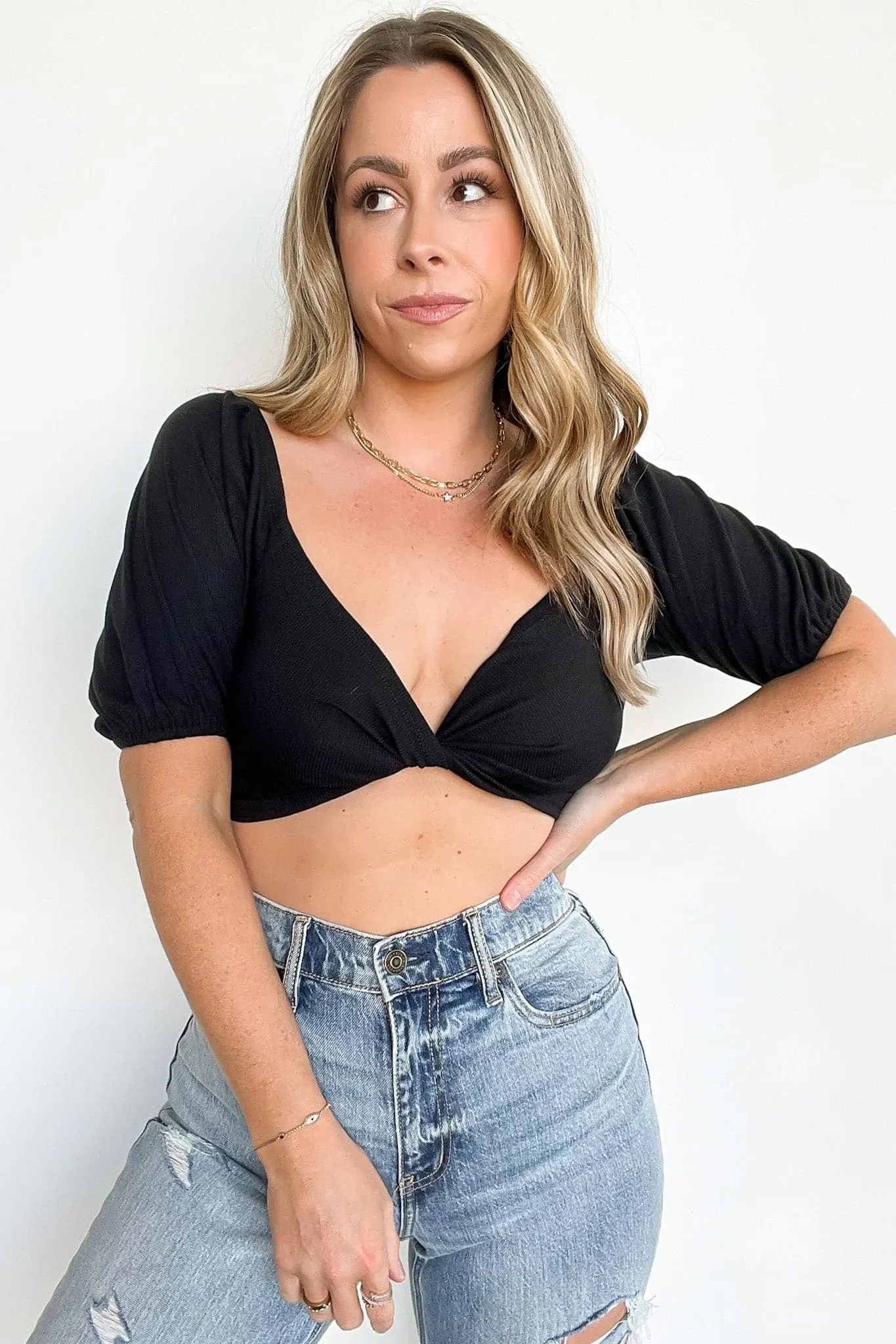 Best Life Puff Sleeve Twist Front Top - FINAL SALE sold by Madison + Mallory product image thumbnail 2