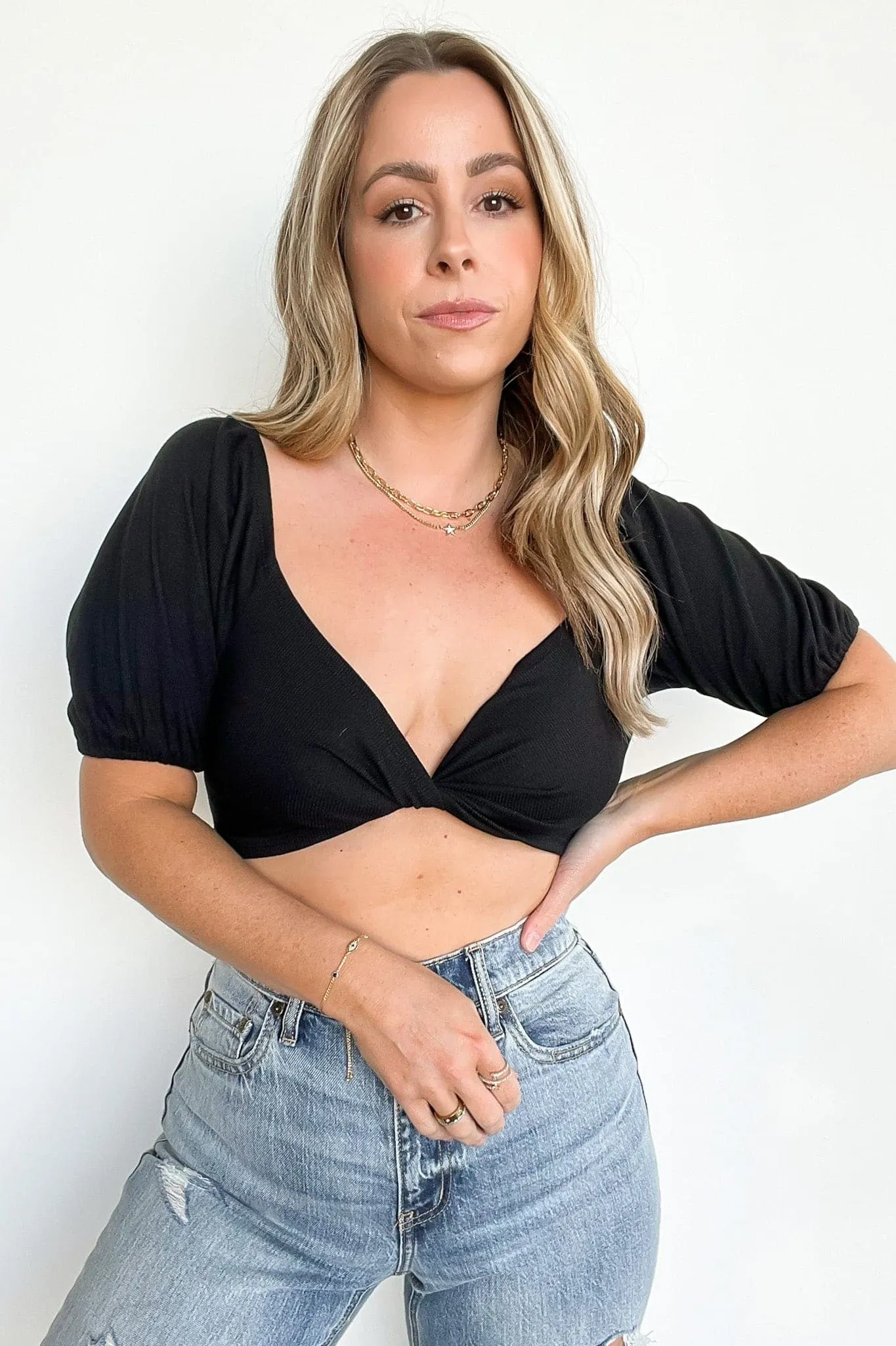 Best Life Puff Sleeve Twist Front Top - FINAL SALE sold by Madison + Mallory product image thumbnail 4