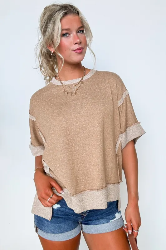 Klaire Contrast Trim Relaxed Drop Shoulder Top - FINAL SALE made by Zenana