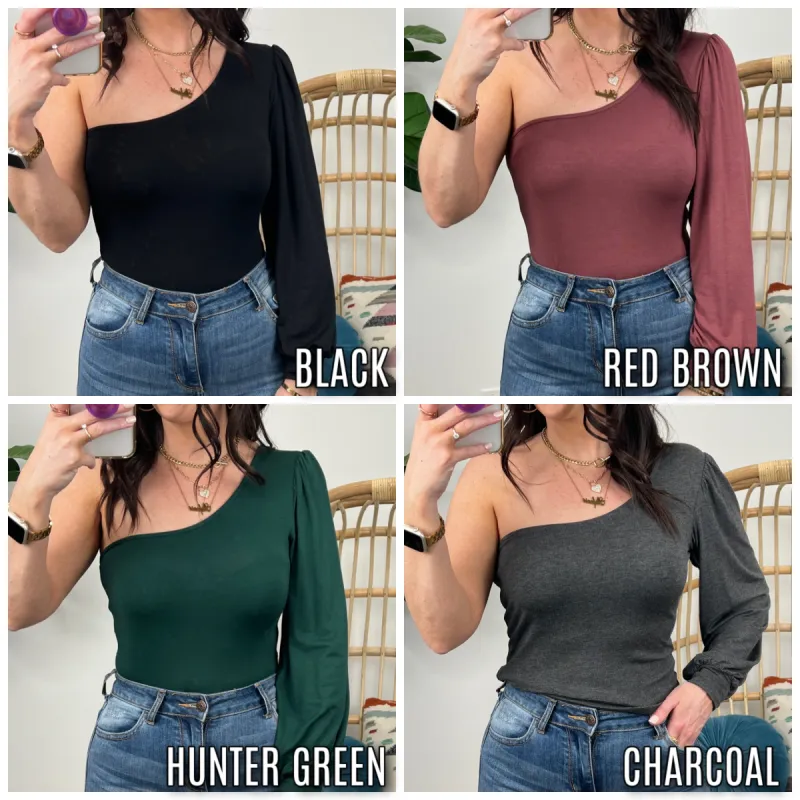 Marlen Long Sleeve One Shoulder Top - FINAL SALE sold by Madison + Mallory