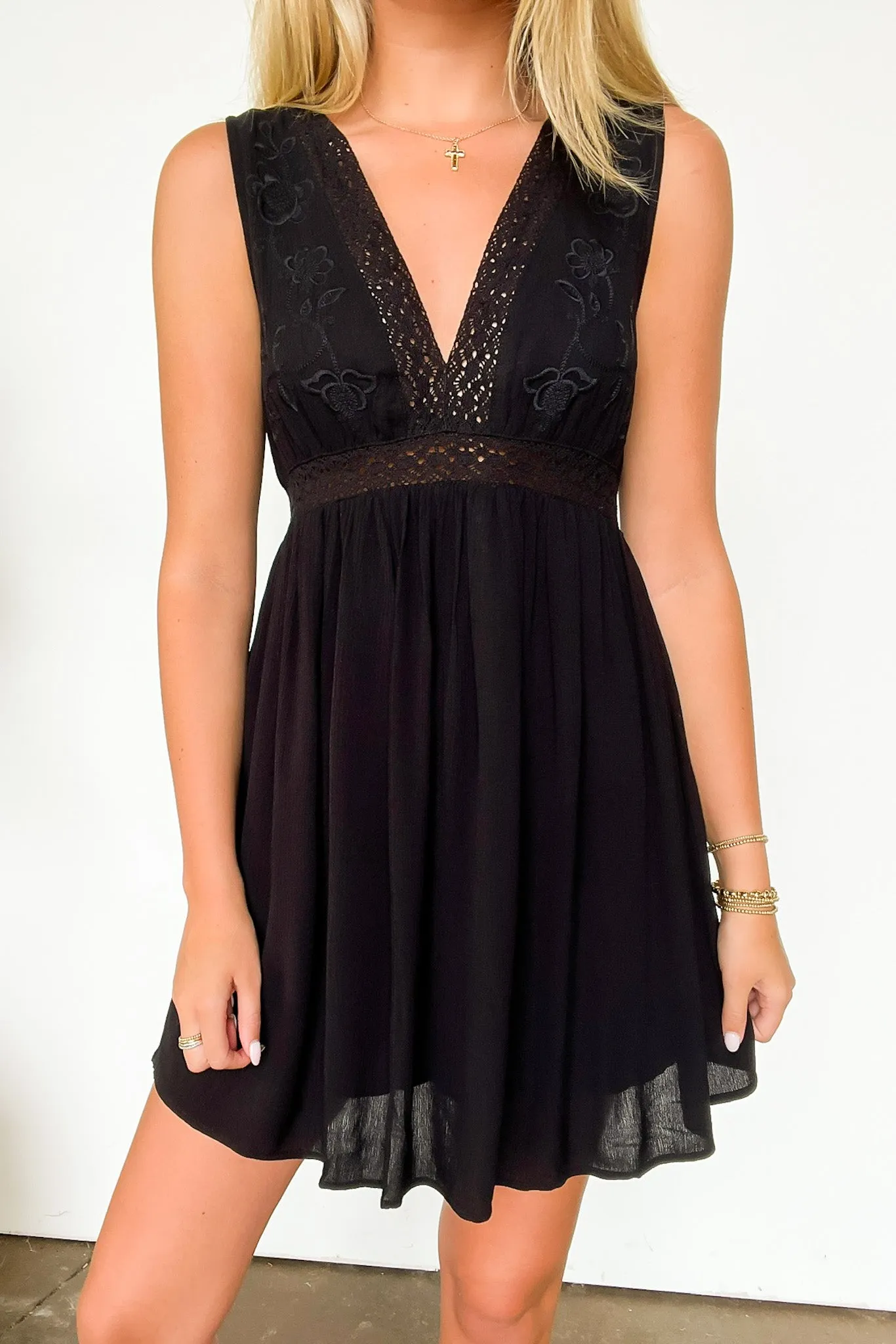 Muse Behavior Embroidered Lace Trim Dress - FINAL SALE sold by Madison + Mallory product image thumbnail 3