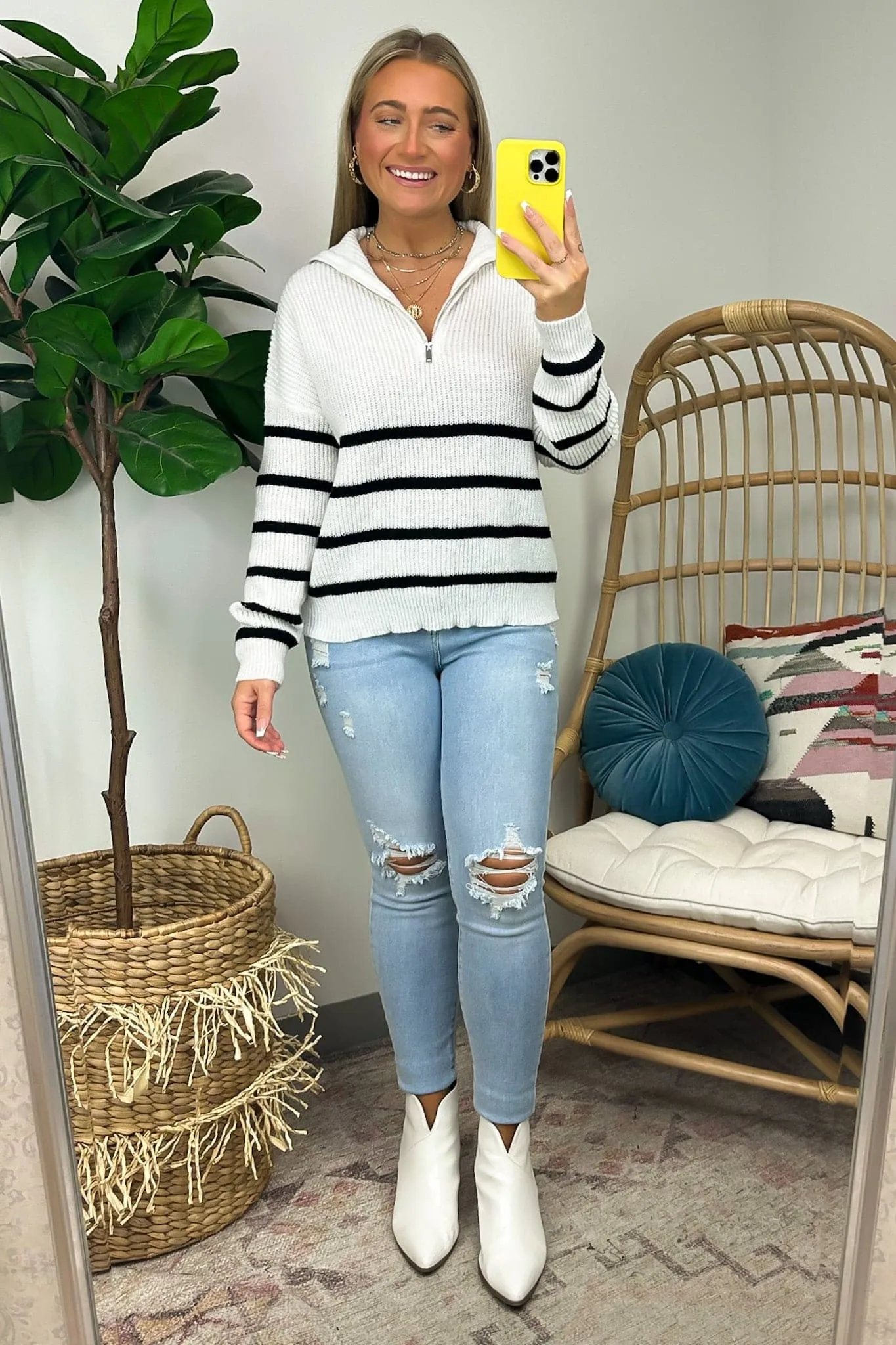 Lyles Striped Half Zip Sweater - FINAL SALE sold by Madison + Mallory product image thumbnail 4