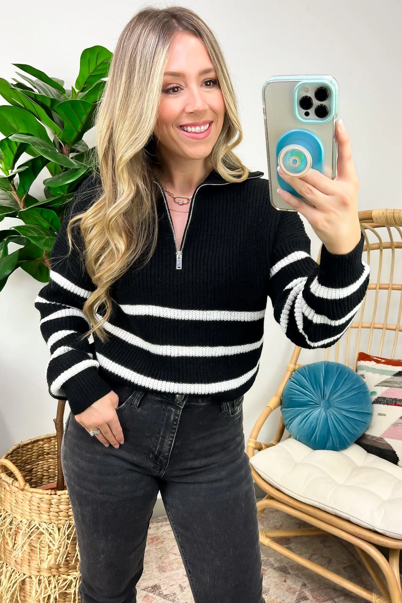 Lyles Striped Half Zip Sweater - FINAL SALE sold by Madison + Mallory product image thumbnail 3