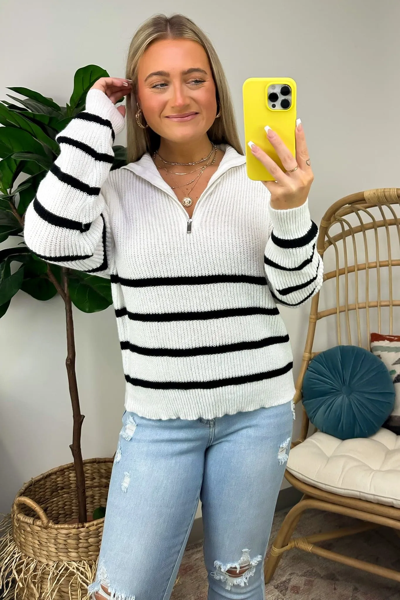 Lyles Striped Half Zip Sweater - FINAL SALE sold by Madison + Mallory product image thumbnail 5