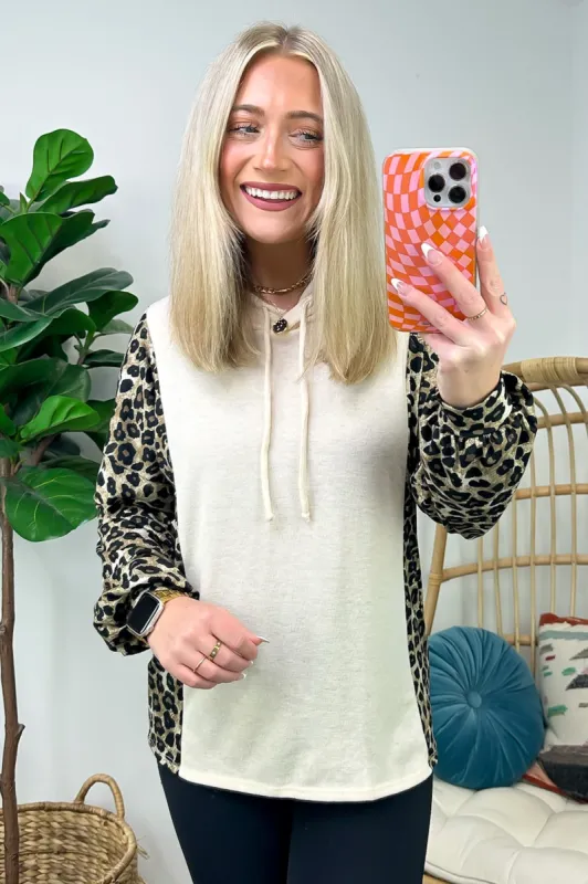Wildly Thriving Animal Print Contrast Hooded Top - FINAL SALE sold by Madison + Mallory