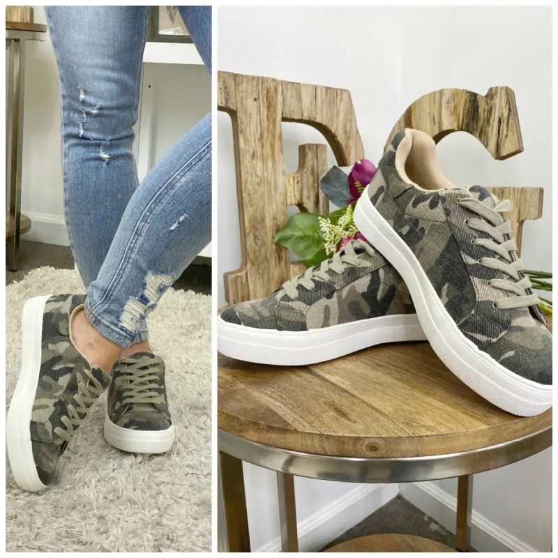 Going Anywhere Platform Sneakers - Camo - FINAL SALE sold by Madison + Mallory