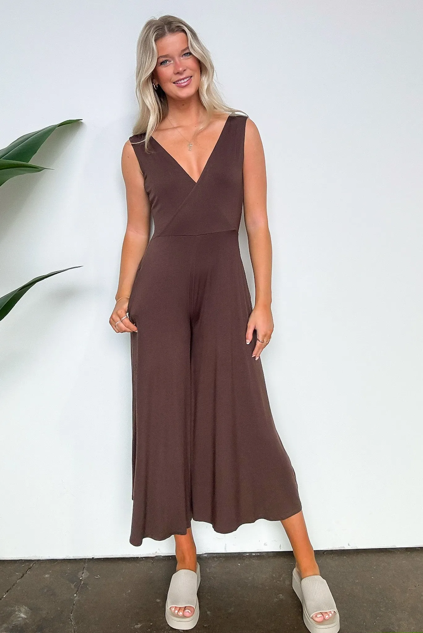 Luxe Reputation Surplice Wide Leg Jumpsuit - FINAL SALE sold by Madison + Mallory product image thumbnail 2