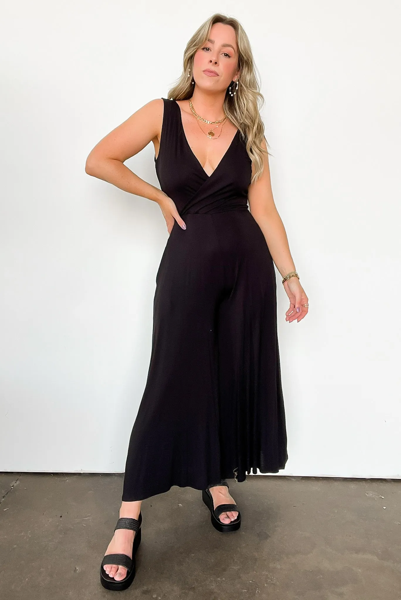 Luxe Reputation Surplice Wide Leg Jumpsuit - FINAL SALE sold by Madison + Mallory product image thumbnail 4