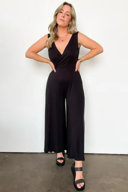 Luxe Reputation Surplice Wide Leg Jumpsuit - FINAL SALE sold by Madison + Mallory