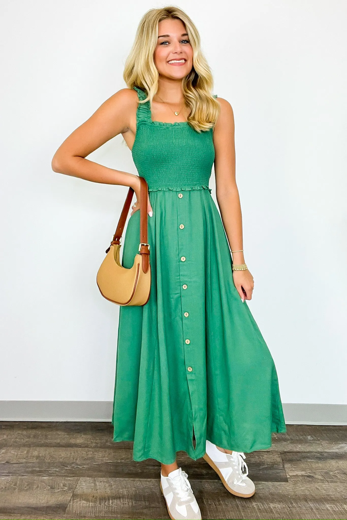 Simply Blissful Smocked Button Down Midi Dress sold by Madison + Mallory product image thumbnail 3