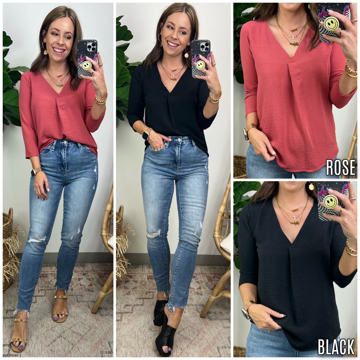 Marcela V-Neck Flowy Top sold by Madison + Mallory