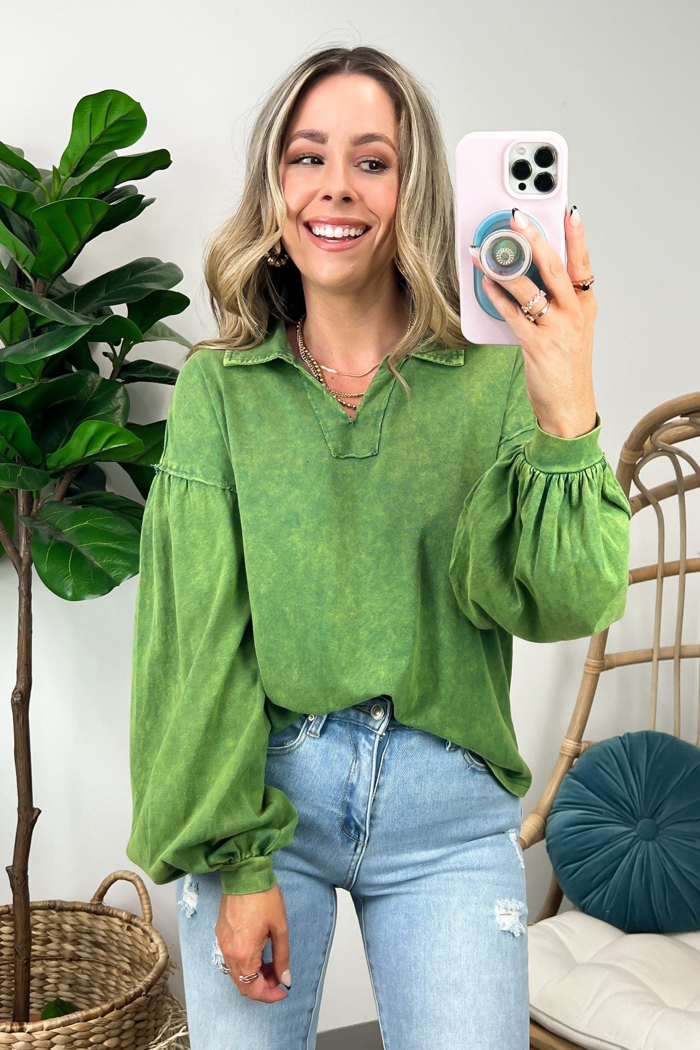 Amerie Bubble Sleeve Collared Top sold by Madison + Mallory product image thumbnail 5