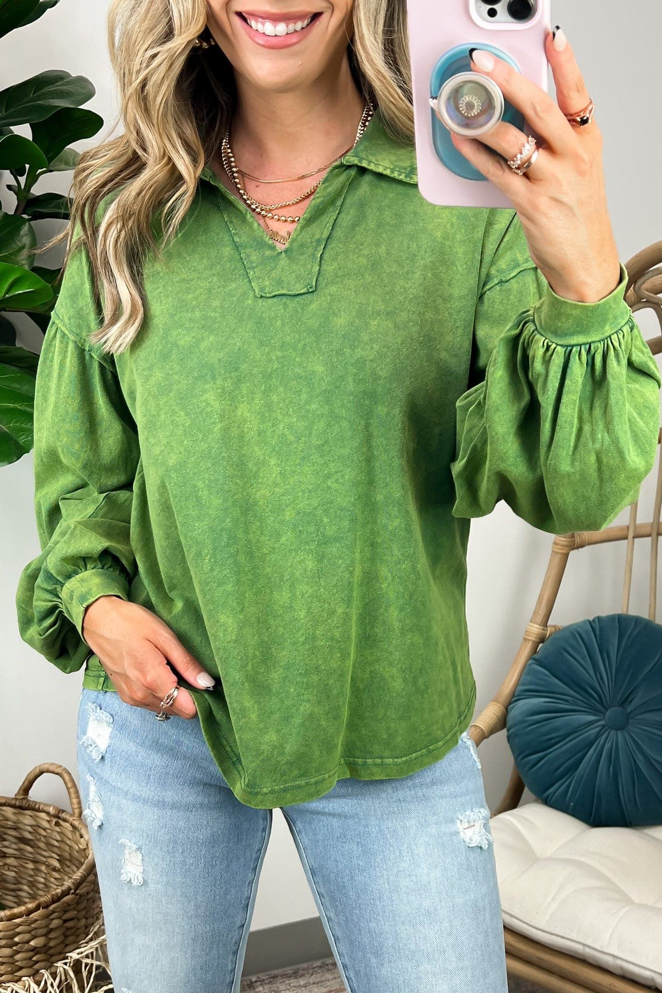 Amerie Bubble Sleeve Collared Top sold by Madison + Mallory product image thumbnail 3