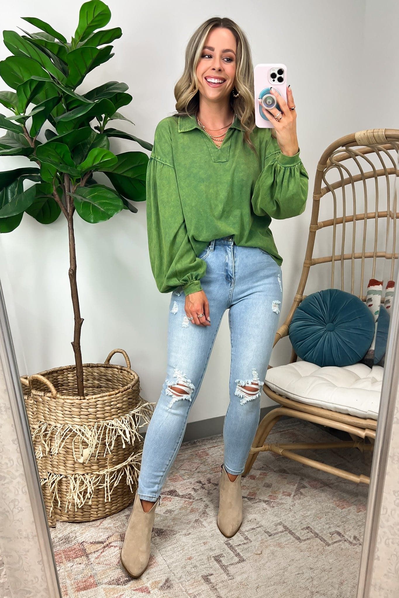 Amerie Bubble Sleeve Collared Top sold by Madison + Mallory product image thumbnail 8