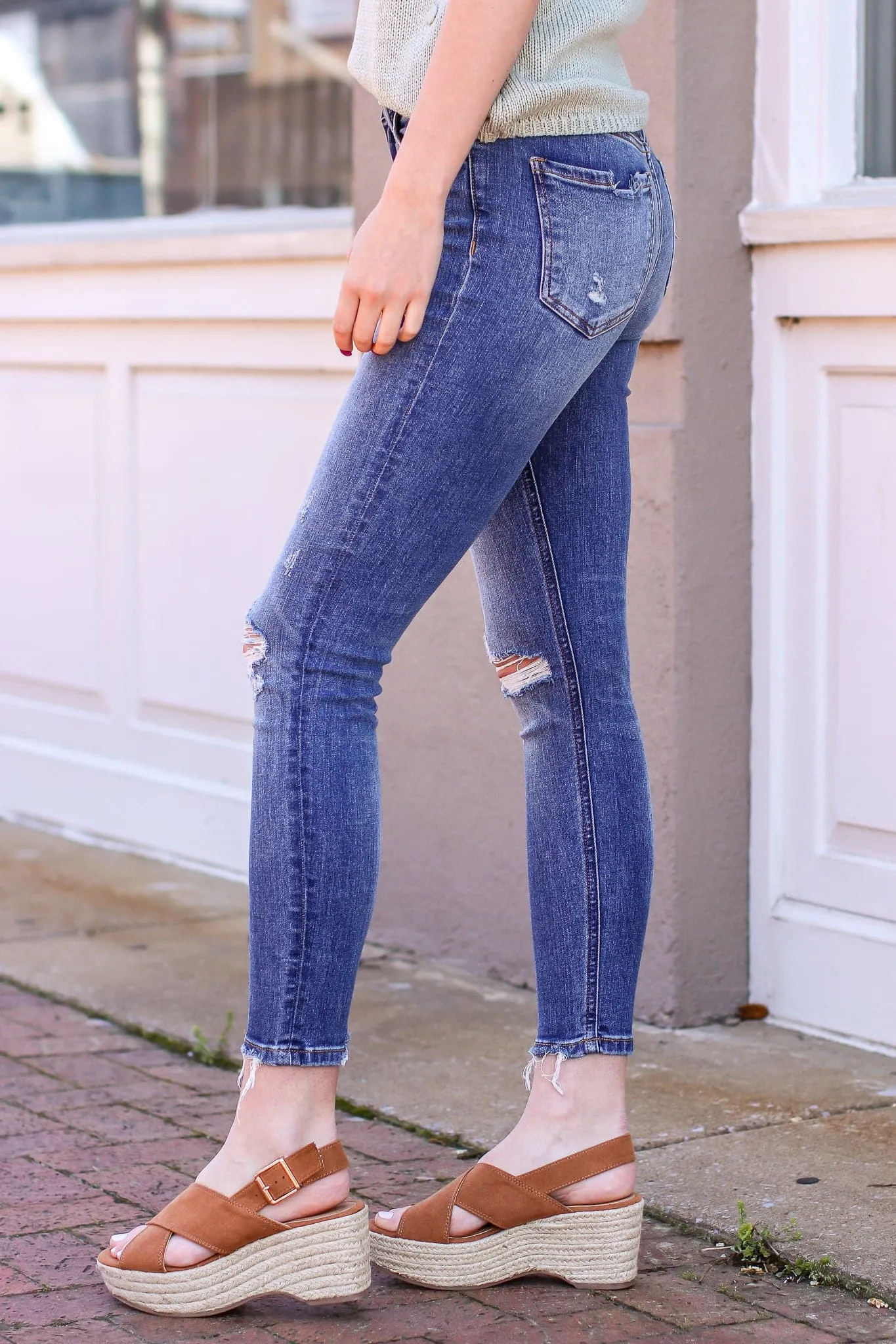 Farren High Rise Distressed Ankle Skinny Jeans - FINAL SALE sold by Madison + Mallory product image thumbnail 3