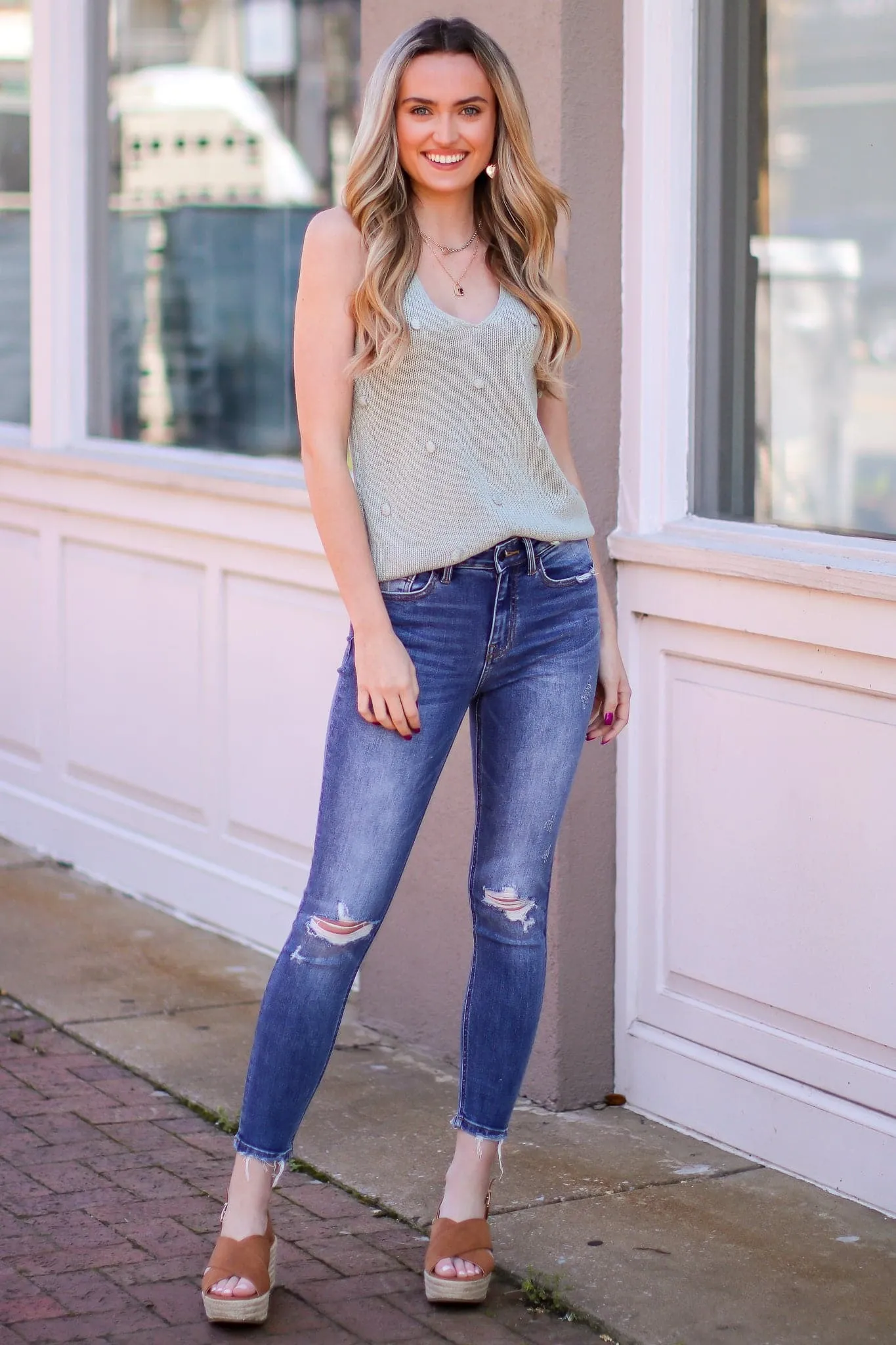 Farren High Rise Distressed Ankle Skinny Jeans - FINAL SALE sold by Madison + Mallory product image thumbnail 2