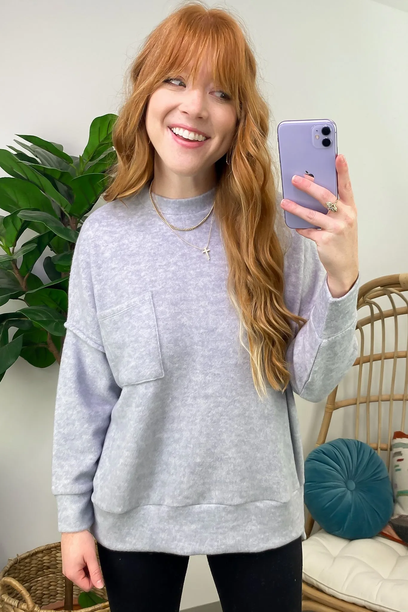 Kierah Brushed Melange Knit Pocket Sweater - FINAL SALE sold by Madison + Mallory