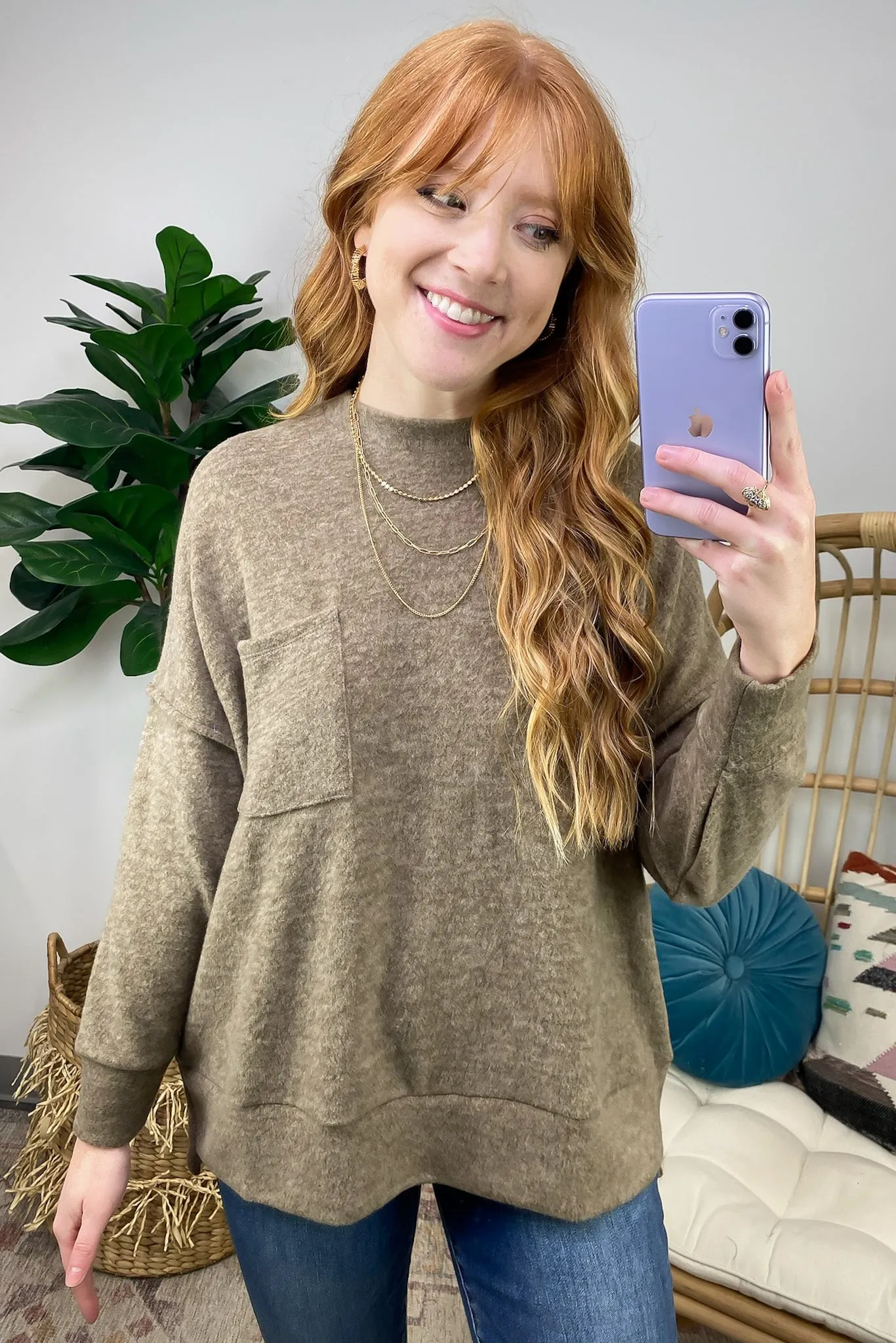 Kierah Brushed Melange Knit Pocket Sweater - FINAL SALE sold by Madison + Mallory product image thumbnail 3