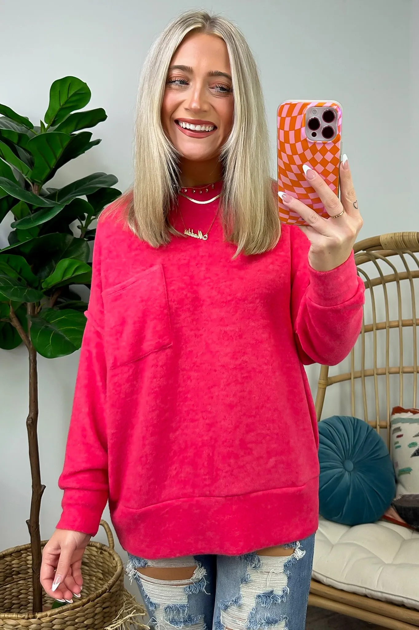 Kierah Brushed Melange Knit Pocket Sweater - FINAL SALE sold by Madison + Mallory product image thumbnail 2