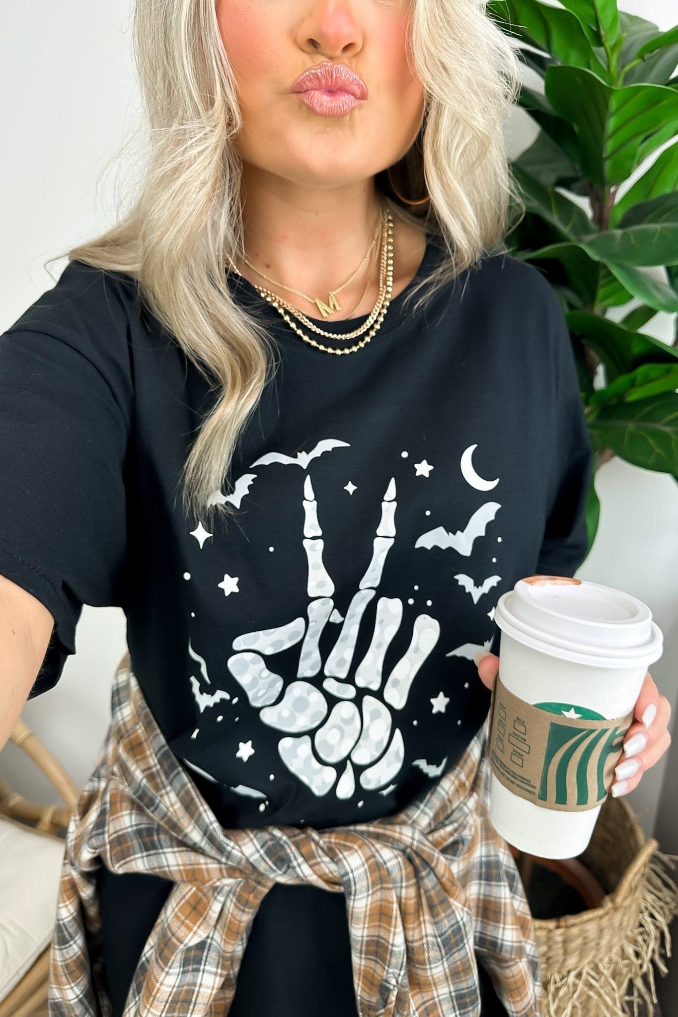 Peace Skeleton Hand Graphic Tee - BACK IN STOCK sold by Madison + Mallory