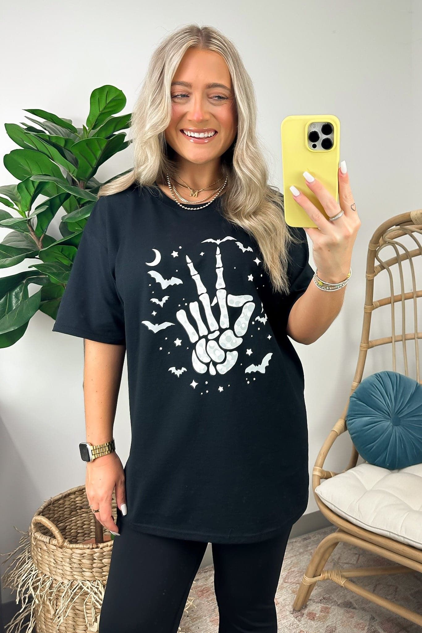 Peace Skeleton Hand Graphic Tee - BACK IN STOCK sold by Madison + Mallory product image thumbnail 4