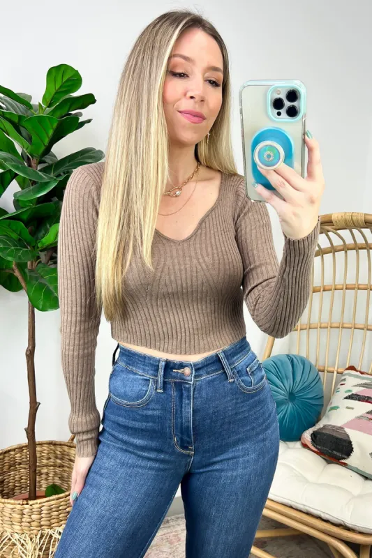 Celiah Rib Knit V-Neck Crop Top - FINAL SALE sold by Madison + Mallory