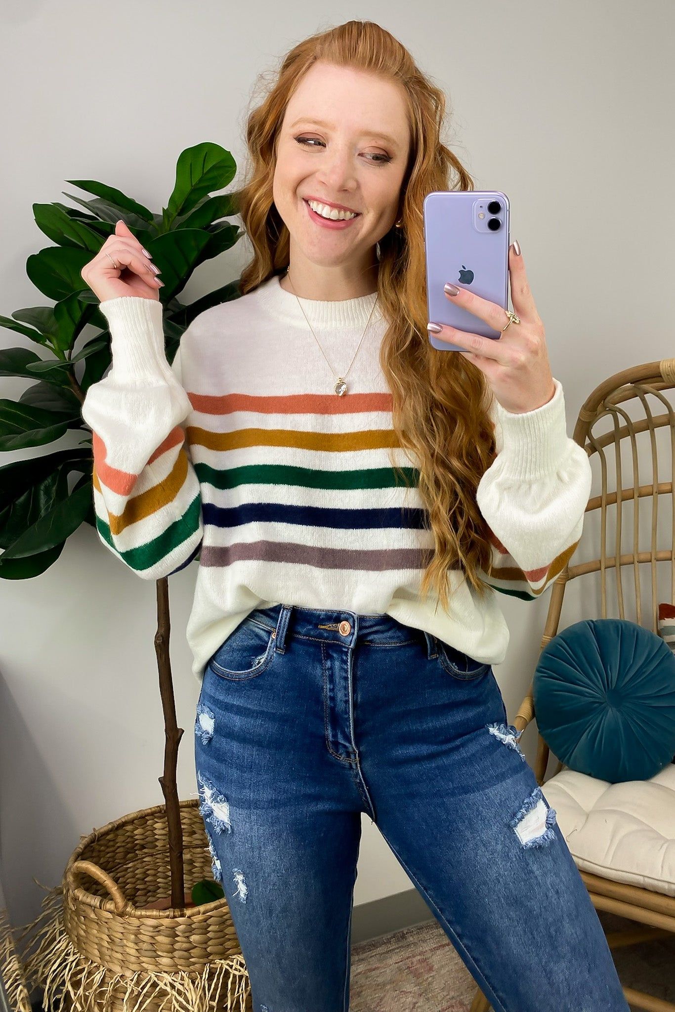 Retro Rainbows Striped Sweater sold by Madison + Mallory product image thumbnail 5