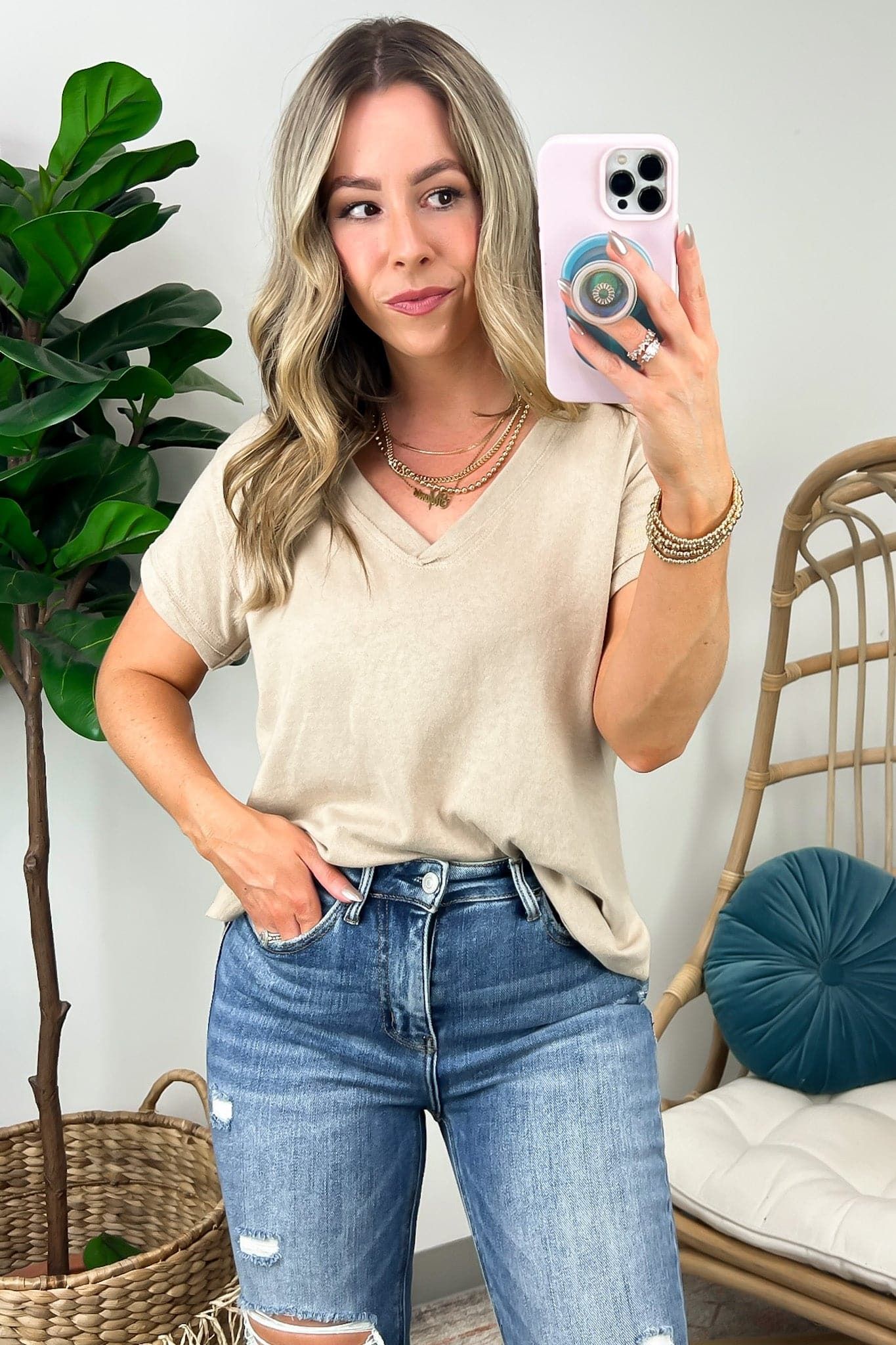 Kayelle Short Sleeve V-Neck Top - FINAL SALE sold by Madison + Mallory product image thumbnail 3