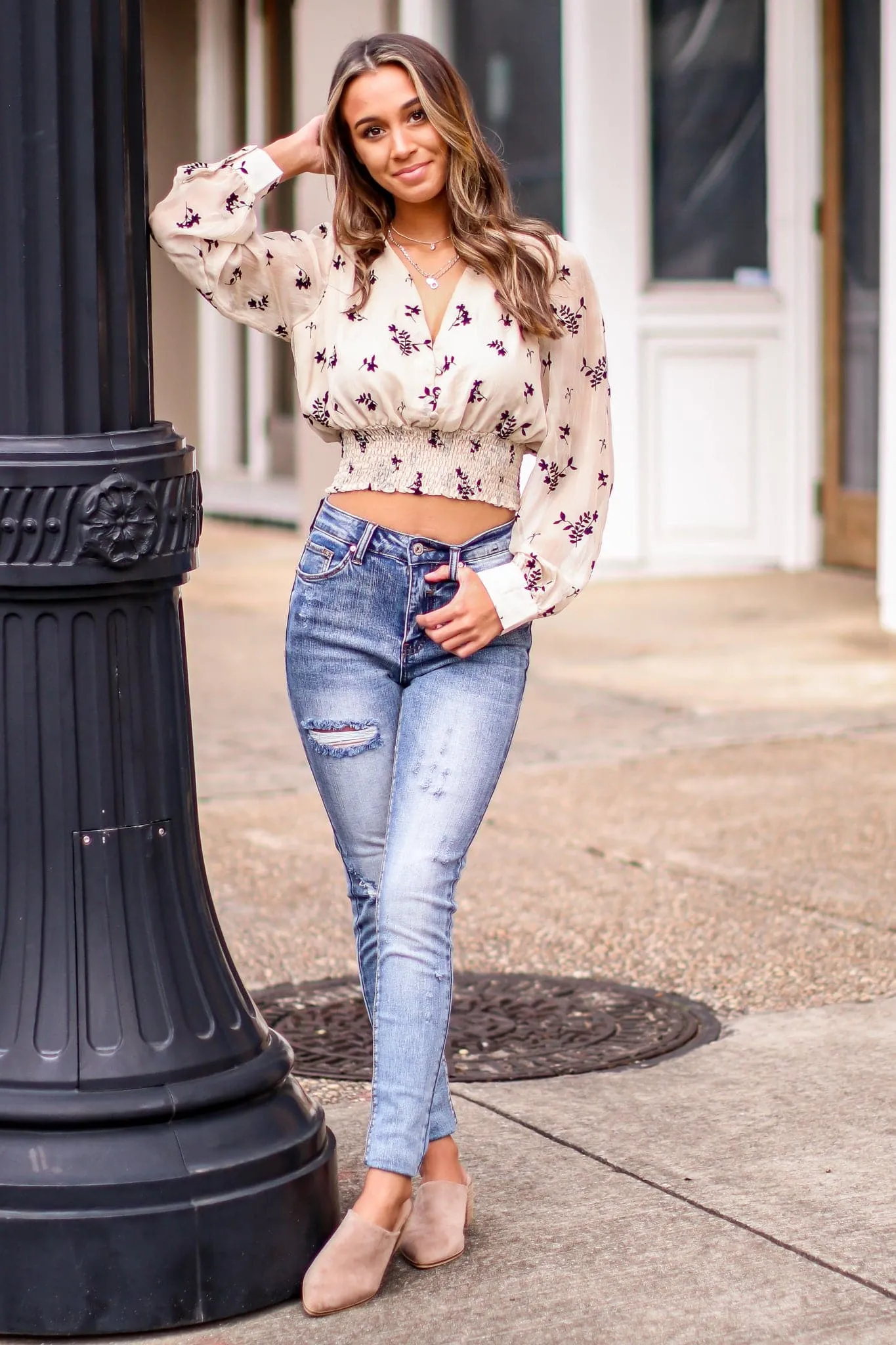 Micaela High Rise Distressed Jeans - FINAL SALE sold by Madison + Mallory product image thumbnail 5