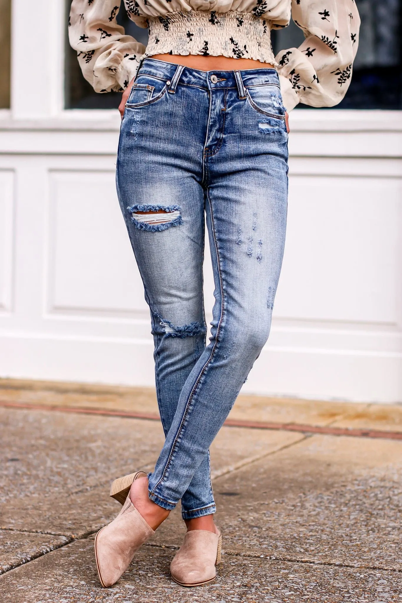 Micaela High Rise Distressed Jeans - FINAL SALE sold by Madison + Mallory product image thumbnail 4