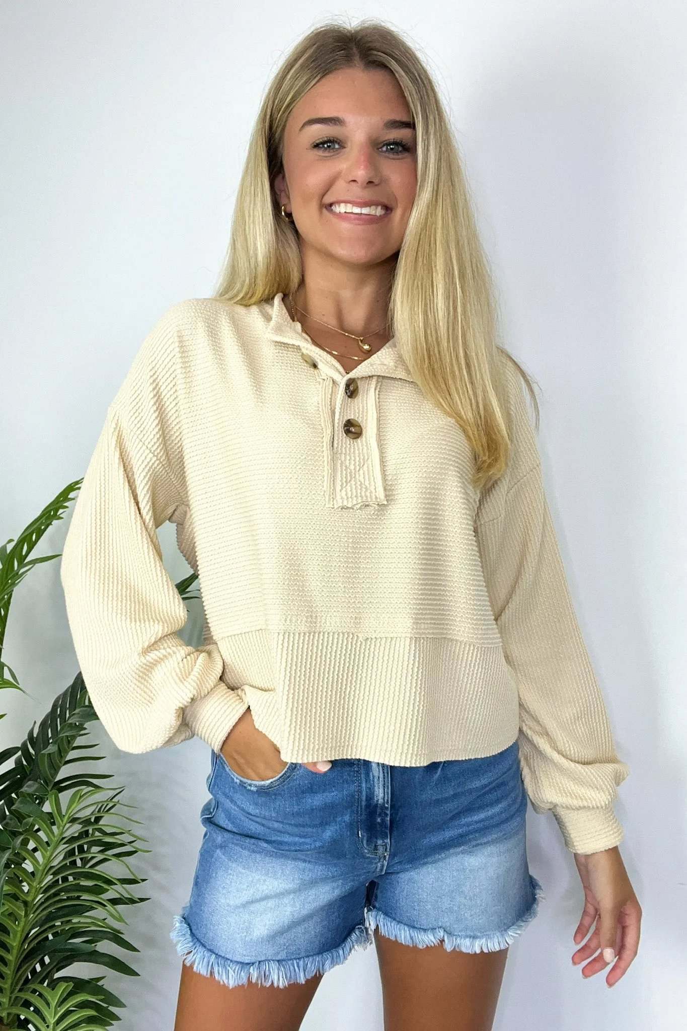 Pheonixx Henley Button Sweater - FINAL SALE sold by Madison + Mallory product image thumbnail 4