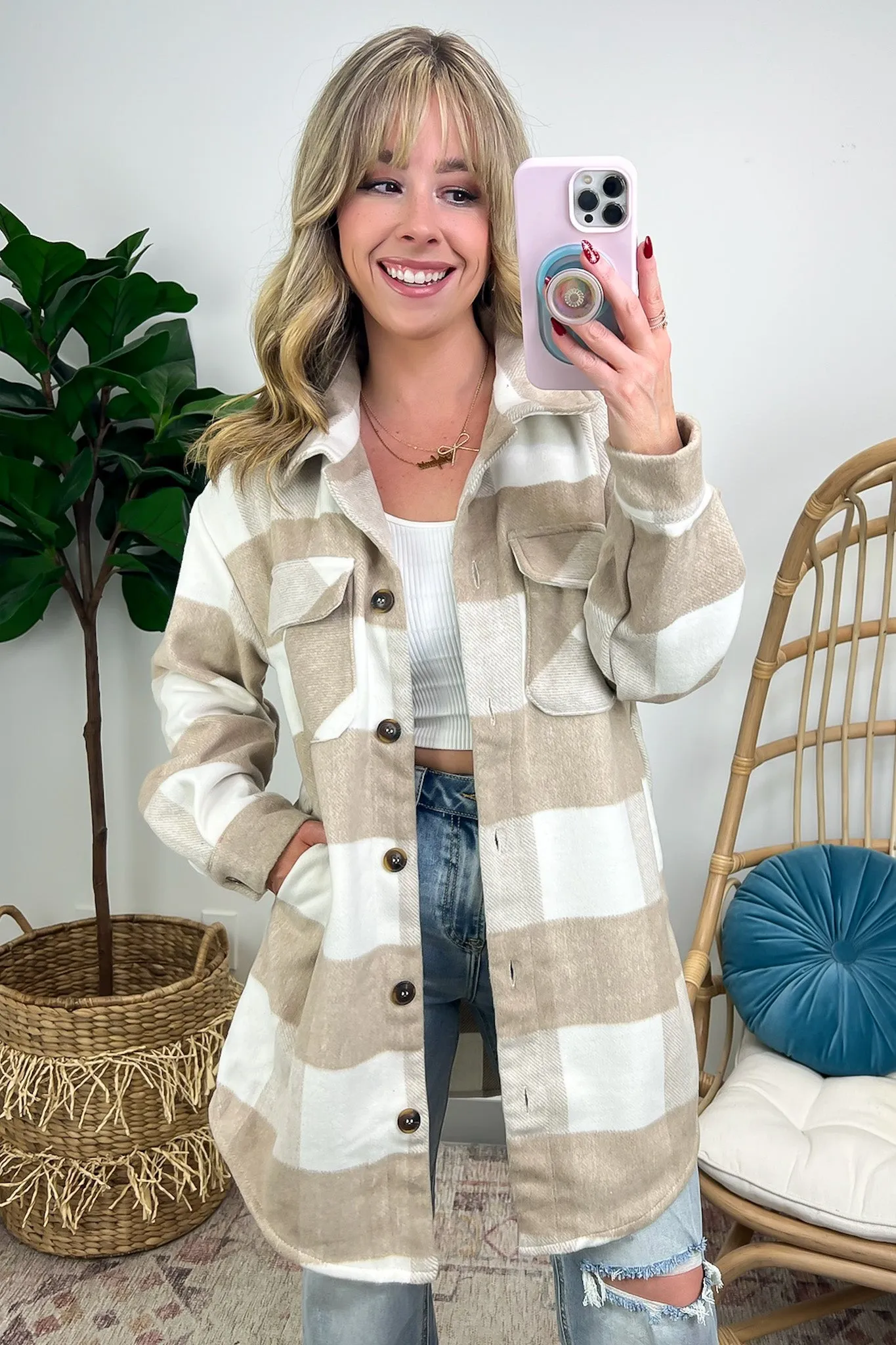 Shyanne Buffalo Plaid Button Down Shacket - FINAL SALE sold by Madison + Mallory