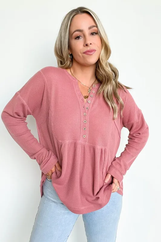 Marilynn Waffle Knit Henley Top - BACK IN STOCK made by Very J