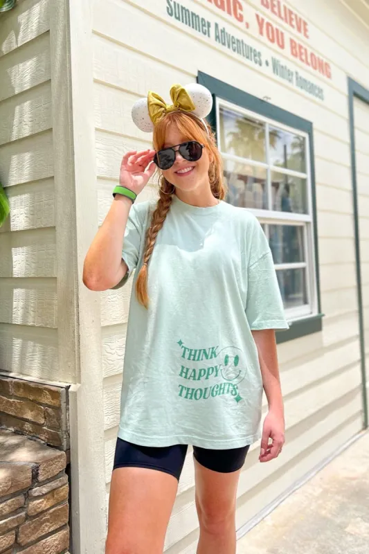 Think Happy Thoughts Oversized Graphic Tee - FINAL SALE sold by Madison + Mallory