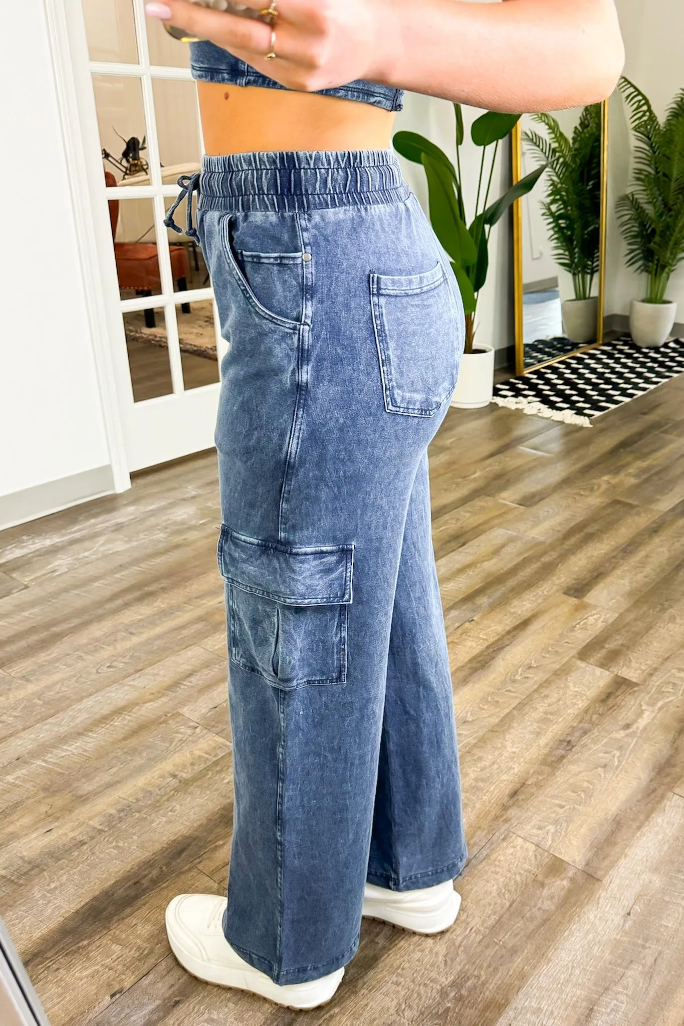 Edgy Direction Mineral Wash Wide Leg Cargo Pants - FINAL SALE sold by Madison + Mallory product image thumbnail 3