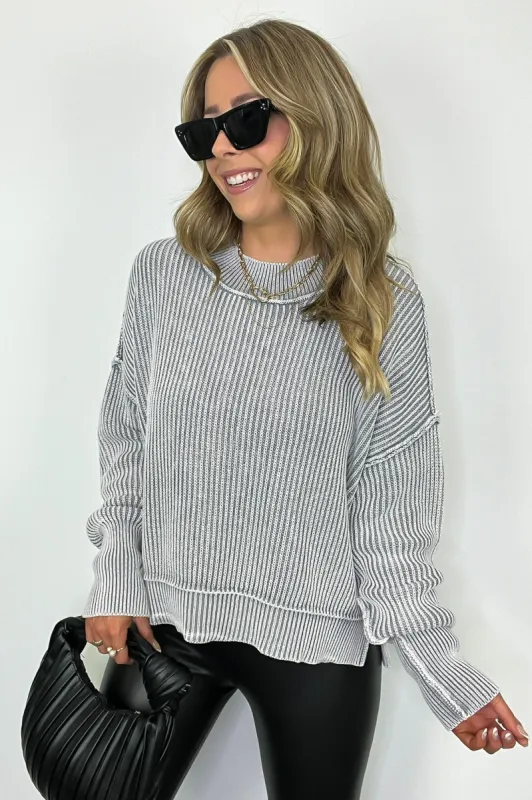 Tara Washed Side Slit Knit Sweater - BACK IN STOCK sold by Madison + Mallory