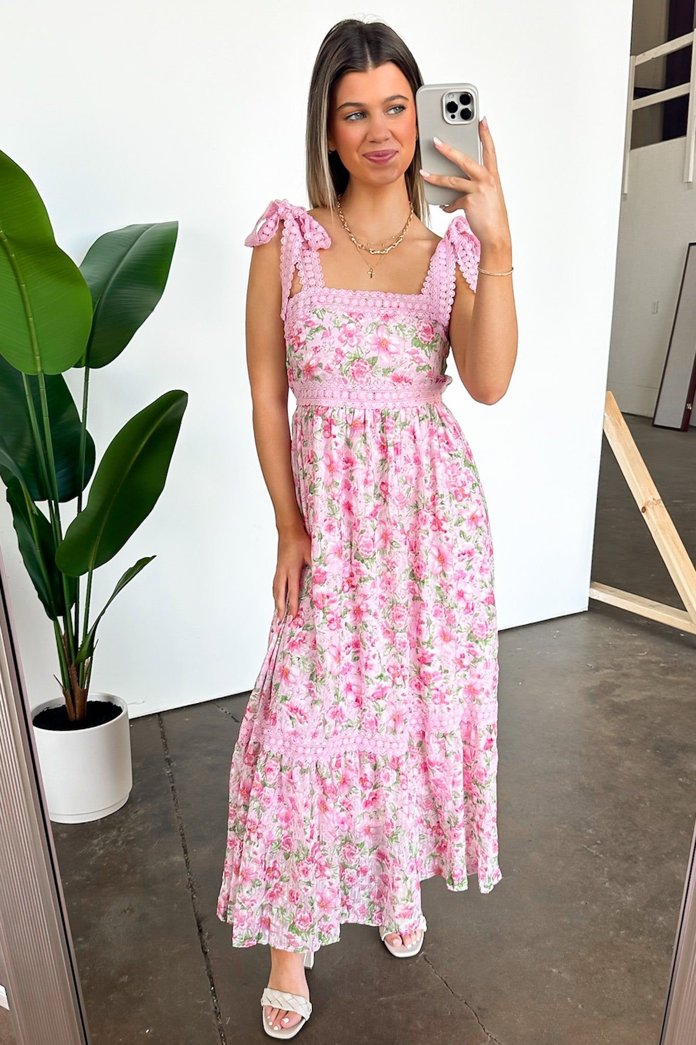 Sweetest Effect Lace Trim Floral Bow Dress sold by Madison + Mallory product image thumbnail 3