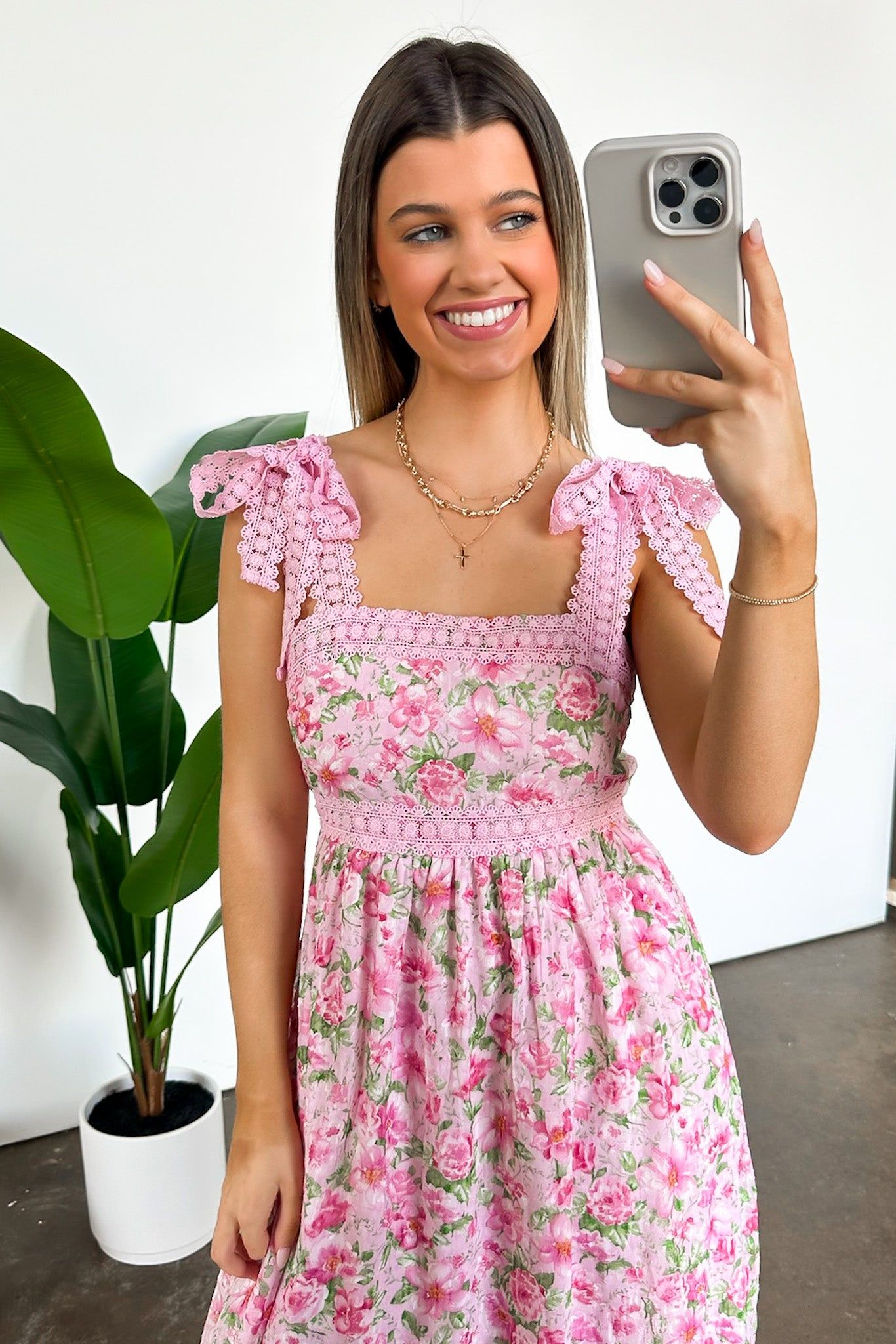 Sweetest Effect Lace Trim Floral Bow Dress sold by Madison + Mallory product image thumbnail 4