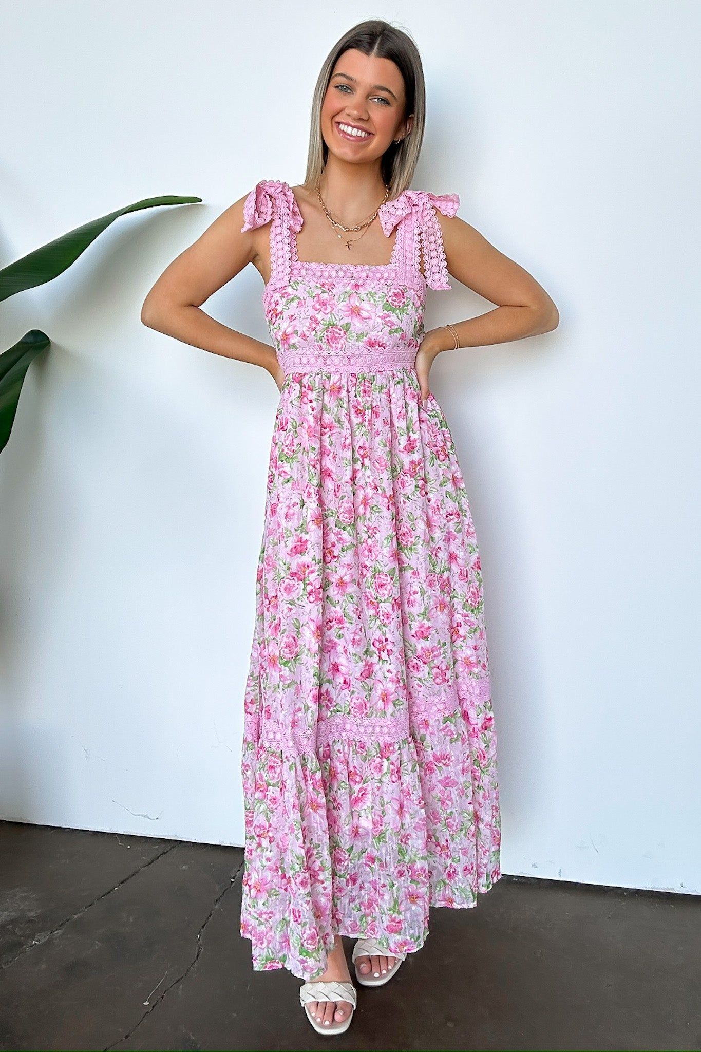 Sweetest Effect Lace Trim Floral Bow Dress sold by Madison + Mallory product image thumbnail 2