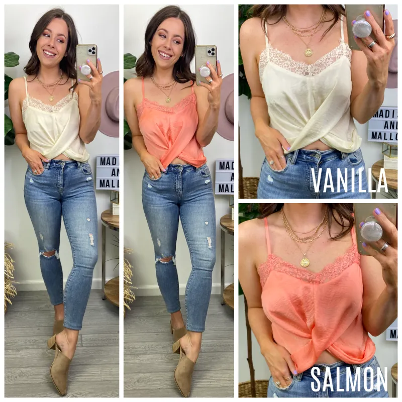 Must Be a Twist Front Lace Tank Top - FINAL SALE sold by Madison + Mallory