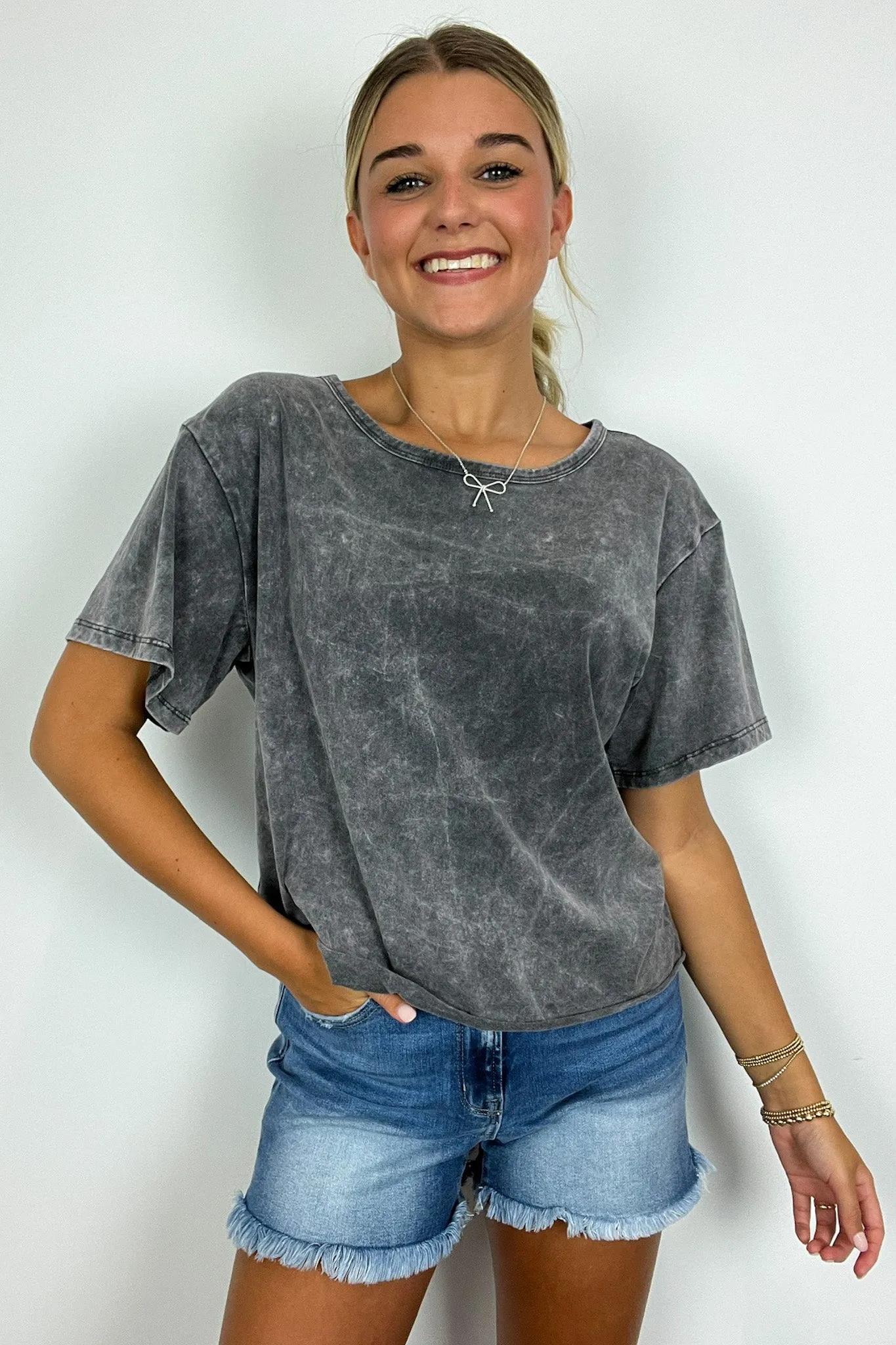 Aurora Nights Mineral Washed Short Sleeve Top - FINAL SALE sold by Madison + Mallory product image thumbnail 4