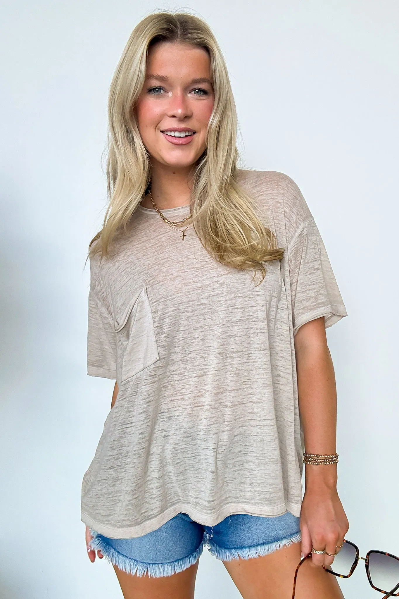 Marisol Burnout Wash Oversized Pocket Top - BACK IN STOCK sold by Madison + Mallory product image thumbnail 3