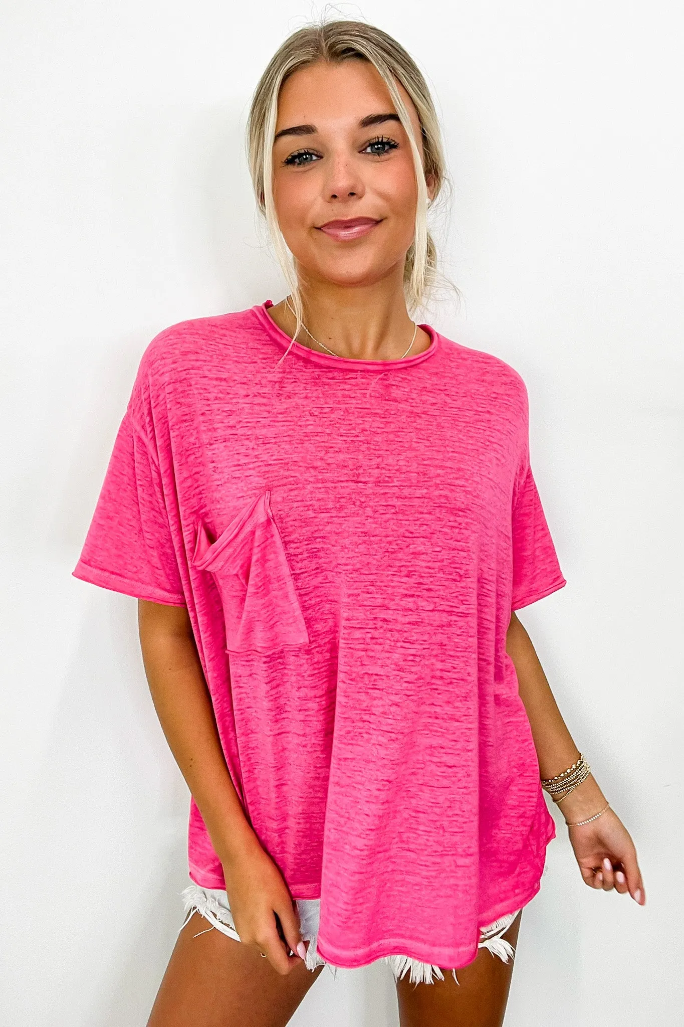 Marisol Burnout Wash Oversized Pocket Top - BACK IN STOCK sold by Madison + Mallory