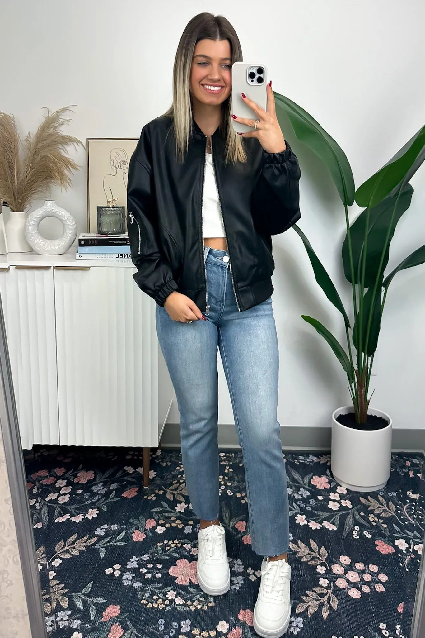 Thrill Seeker Zip Up Faux Leather Bomber Jacket - FINAL SALE sold by Madison + Mallory product image thumbnail 2