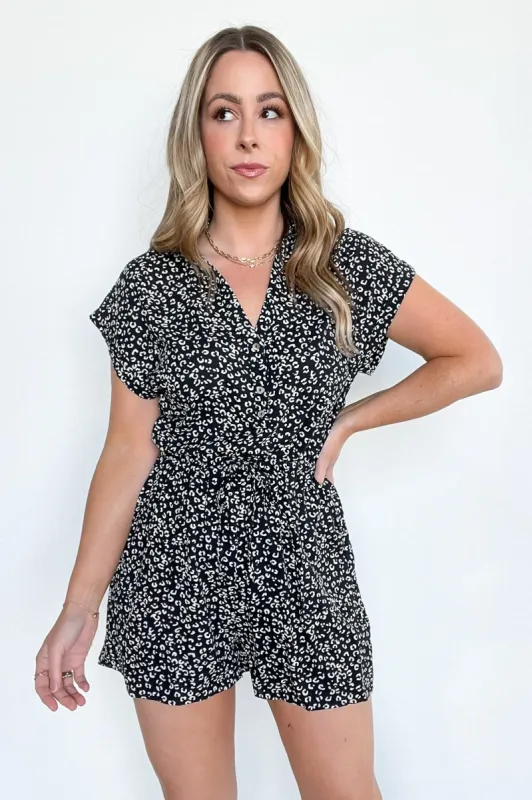Cordell Animal Print Button Romper - FINAL SALE sold by Madison + Mallory