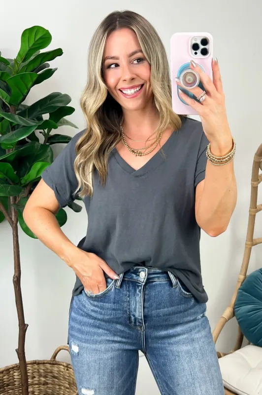 Kayelle Short Sleeve V-Neck Top - FINAL SALE sold by Madison + Mallory